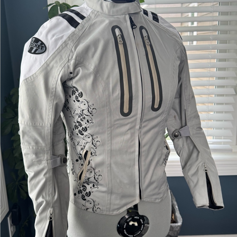 White and Black Motorcycle Jacket